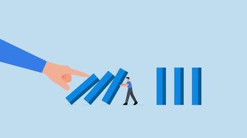 risco gerenciamento, homem de negocios Pare risco do dominó efeito a partir de ameaças e desastre, video