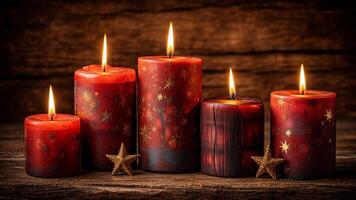 dekorativ rot Kerzen mit Sterne zum festlich Anlässe video