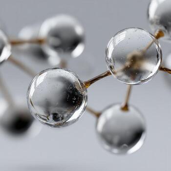 Molecules connected by thin rods create a stunning visual of scientific beauty and complexity in a clean modern setting photo