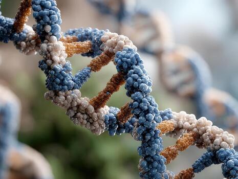 Macro view reveals intricate details of nucleotide bonds in a DNA structure showcasing their unique arrangement and configuration photo