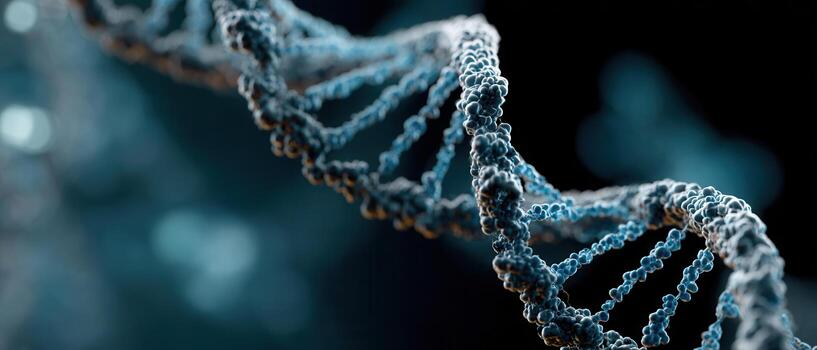 DNA strand glowing in a digital laboratory setting showcasing advanced genetic research and biotechnological innovations at night photo