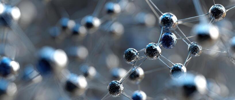 Abstract blue nano structures form a complex network showcasing modern scientific innovation and exploration in nanotechnology photo