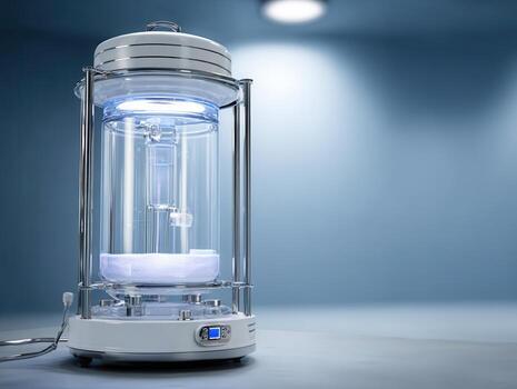 Scientific incubator and bioreactor setup in a laboratory environment designed for controlled temperature and growth of cultures photo