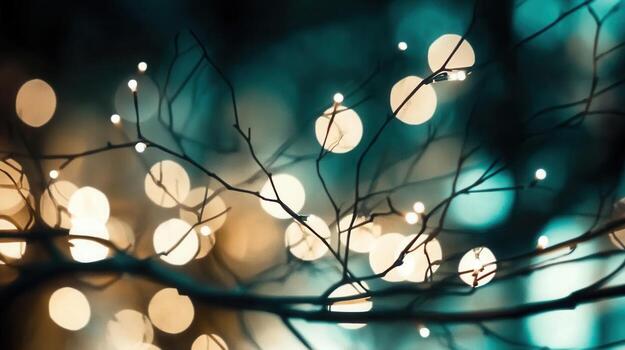 Colorful holiday lights create a dreamy bokeh effect that transforms the atmosphere into a magical celebration season photo
