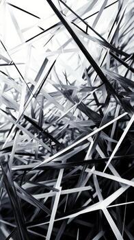 Abstract white lines intersecting on a dark background create an artistic visual composition. photo