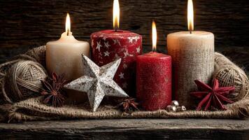 festlich Kerze Anordnung mit warm glühen zum Feierlichkeiten video