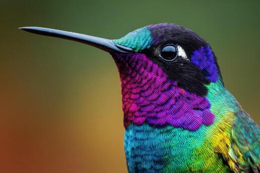 Colorful hummingbird showcases vibrant feathers in a natural setting photo