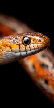 A close up of a snake's head and neck photo