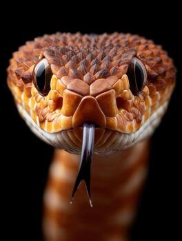 A close up of a snake's head and mouth photo