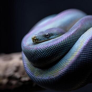 A snake with a colorful pattern on its body photo