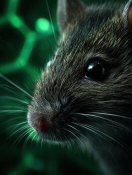A close up of a mouse with green background photo