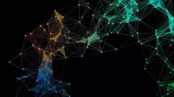 Abstract plexus network animation with glowing particles on dark background video