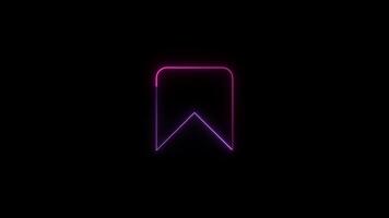 Dynamic neon glow bookmark icon animation in stunning 4k resolution video