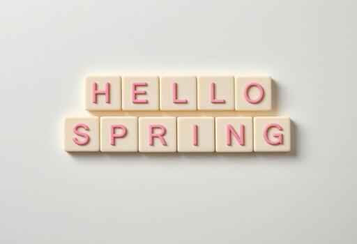 Bright and Cheerful Greeting for Spring Season with Alphabet Tiles photo