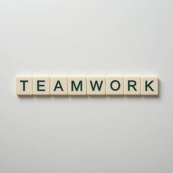 Inspiration for Collaboration with Teamwork Letter Blocks on White Background photo