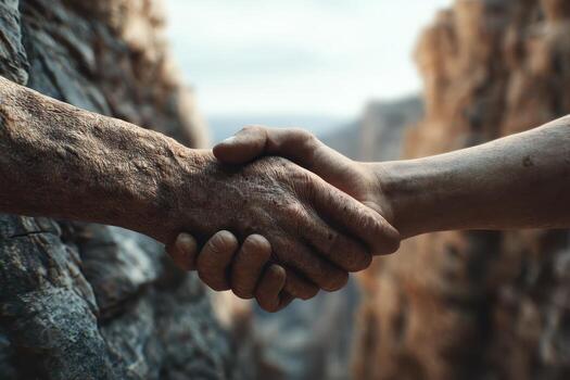 Hands Shaking in a Symbolic Gesture of Unity and Cooperation in Nature photo