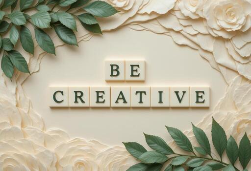 Inspirational Background with Text Be Creative on Floral Arrangement photo
