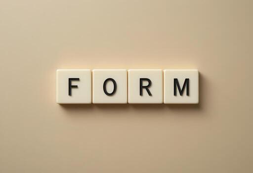 Simple Concept of Form with Alphabet Tiles on a Soft Background photo