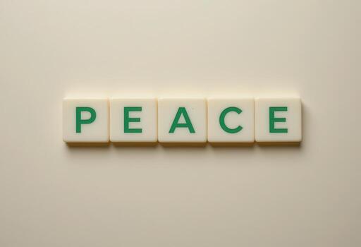 Peace Letters on Light Background Creating a Calm and Tranquil Atmosphere photo