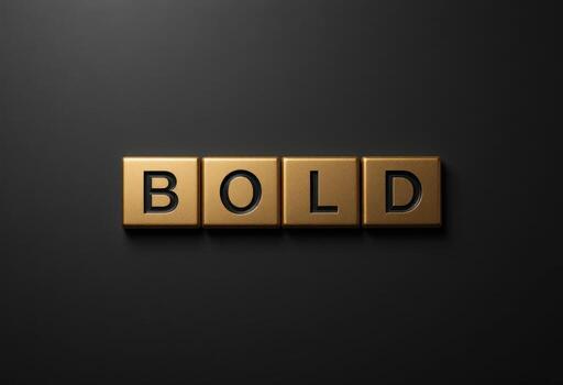 Elegant Golden Alphabet Tiles Spell Word Bold on Dark Background photo