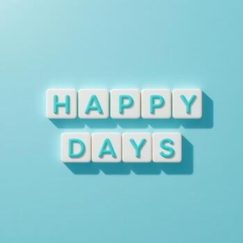 Colorful Happy Days Text on Light Blue Background with 3D Effect photo