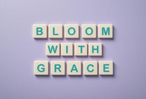 Inspiring Message of Growth and Beauty in Colorful Alphabet Tiles Arrangement photo