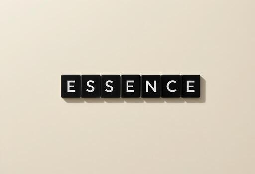 Artistic Representation of the Word Essence on Minimalist Background photo