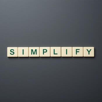 Inspirational Alphabet Tiles Arrange the Word Simplify on a Dark Background photo