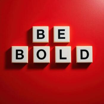 Motivational Message on Red Background Encouraging Boldness and Confidence photo