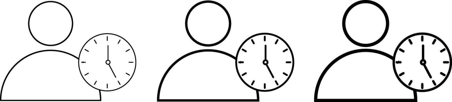 User time icon. Person and clock symbol. Personal schedule management. Working hours and shift symbol vector