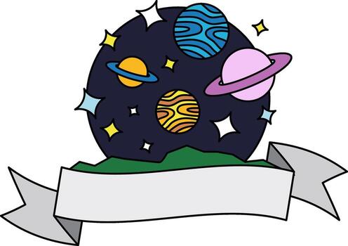 logotype of a bunch of planets vector