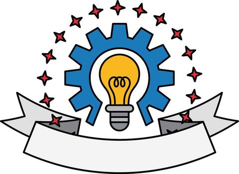 logotype of A light bulb is surrounded by a gear vector