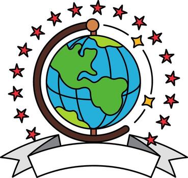 logotype of A globe with stars surrounding it vector