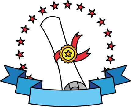 logotype of A certificate with a ribbon vector