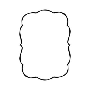 Whimsical soft edge frame in black outline vector