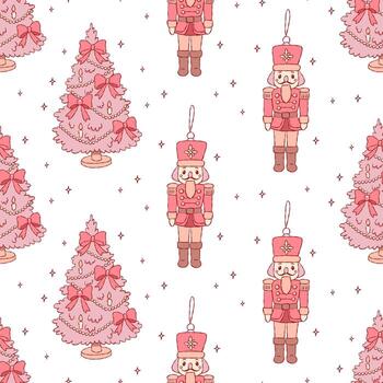 sin costura modelo con coqueta Navidad árbol y cascanueces vector