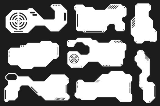 HUD futuristic frame bolrder game swag element pack panel cyberpunk interface. vector