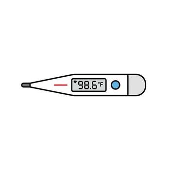 Digital Thermometer Displaying Normal Body Temperature of 98.6 Degrees Fahrenheit vector