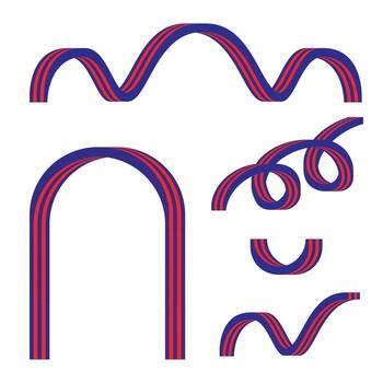 ilustración de rojo y azul a rayas cintas para Estados Unidos americano independencia día, arreglado en varios formas, creando un juguetón diseño. vector