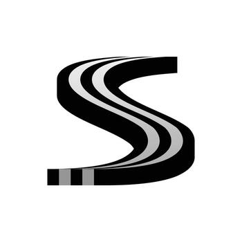 Abstract letter S Path with striped pattern, a bold and eyecatching design for logos and creative projects. vector
