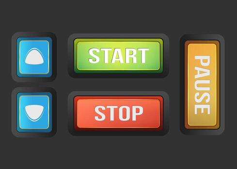 Glossy Control Buttons for User Interface and Media Playback vector