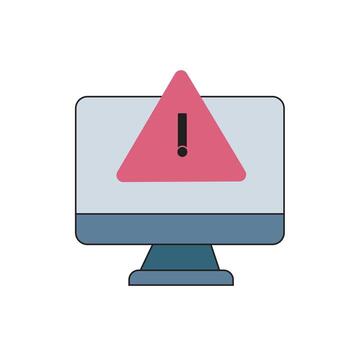 computadora pantalla mostrando un advertencia firmar aislado en blanco antecedentes vector