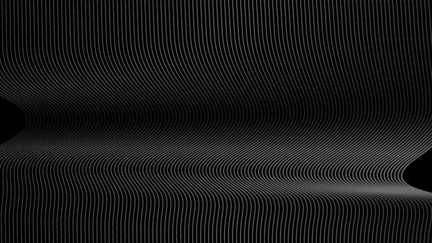 Abstract Wavy Lines Vertical Curve Halftone Black Background. Illustration vector