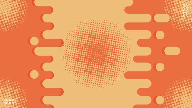 Abstract Orange Rounded Lines Background with Halftones Effect Dynamic Pop Art Design. Illustration vector