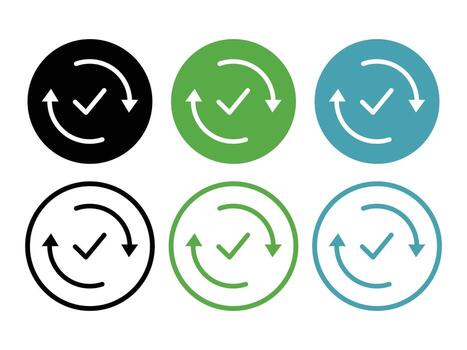 round checking process sync approved icon. Upgrade Update Refresh icon set. illustration. Verification processing icon vector