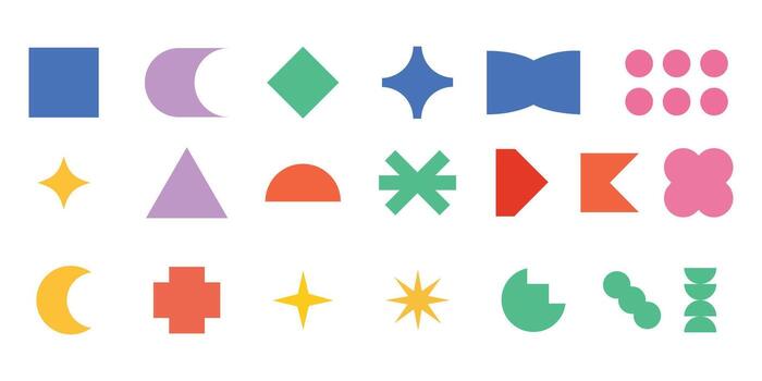 Y2k shape design element. Geometric shape set vector