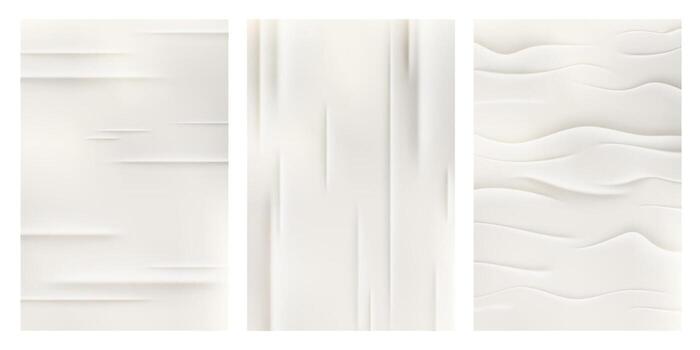 White paper sheet for mockup. Glued wet blank with folds and wrinkles. Sticker effect texture. Creased pages for flyer menu and banner. vector