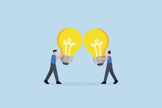 Combine idea, Entrepreneur merges innovative concepts for optimal outcomes vector