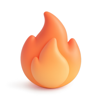 vibrerande 3d brand flamma ikon - en modern, stiliserade digital grafisk tillgång med slät orange och röd gradienter, emitterande en värma glöd, perfekt för dynamisk ui, app design - webb element png