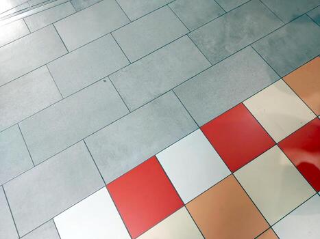 Various Floor Tiles Showcase Creative Patterns in a Modern Indoor Space photo